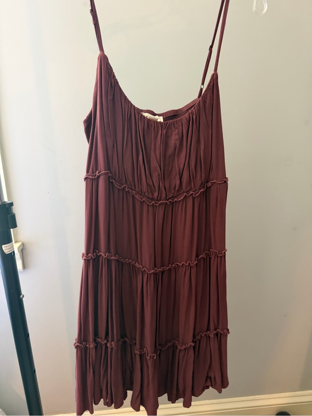 Aeropostale Burgundy Tiered Spaghetti Strap Mini Dress